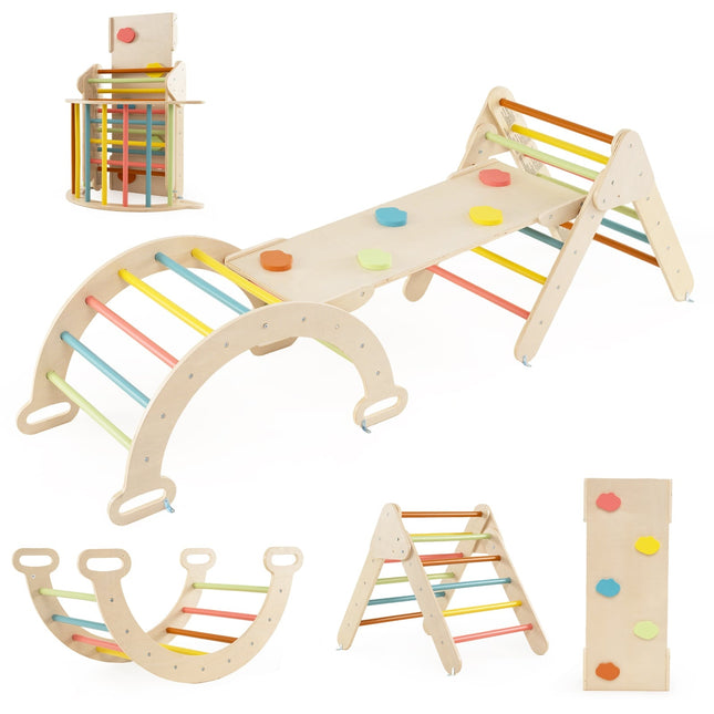 Wooden Climbing Triangle Set with Slide & Arch