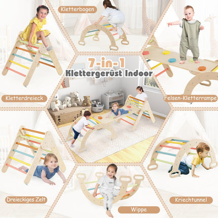 Wooden Climbing Triangle Set with Slide & Arch