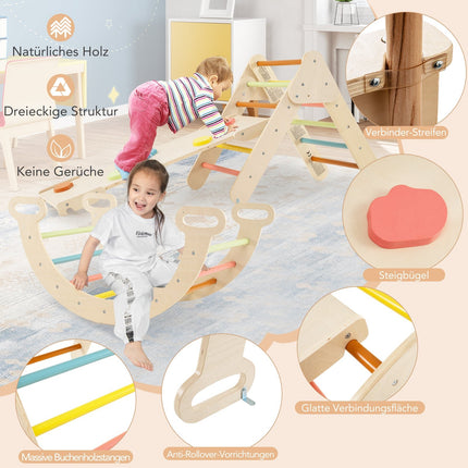Wooden Climbing Triangle Set with Slide & Arch