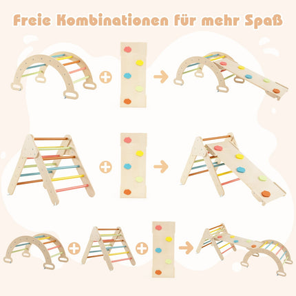 Wooden Climbing Triangle Set with Slide & Arch