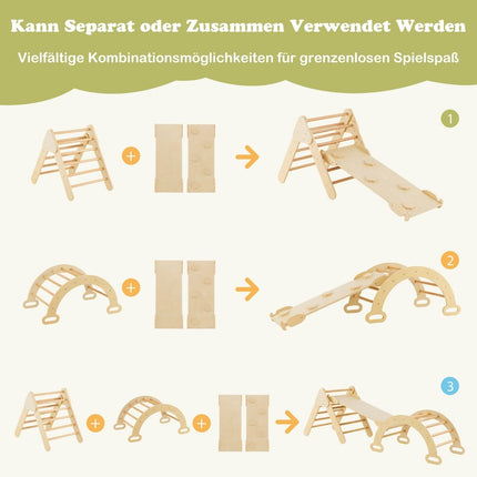 Wooden Climbing Triangle Set with Slide & Ramp