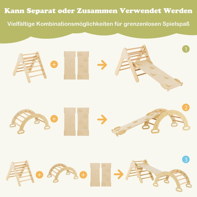 Wooden Climbing Triangle Set with Slide & Ramp