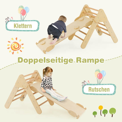 Wooden Climbing Triangle Set with Slide & Ramp