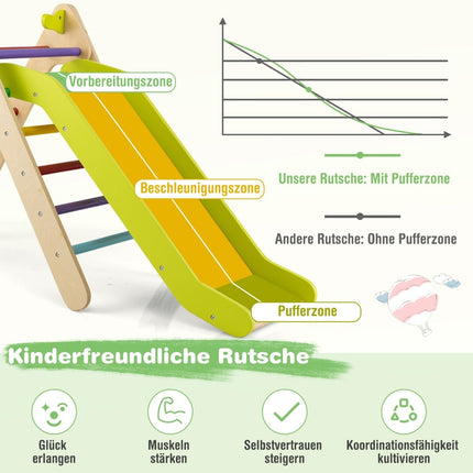 Wooden Climbing Triangle with Slide for Kids, 86.5 x 48 x 73.5 cm