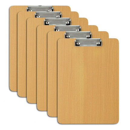 Wooden Clipboards Set of 6 with Metal Clips