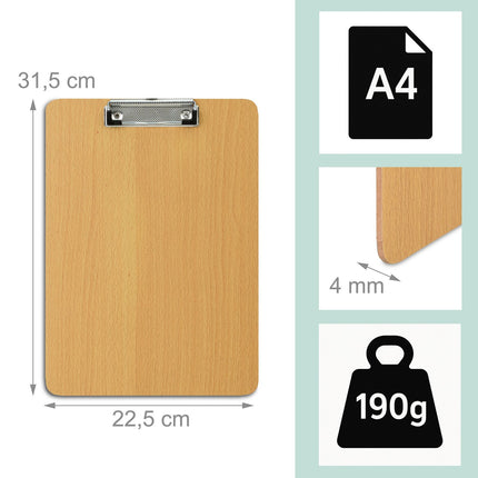 Wooden Clipboards Set of 6 with Metal Clips