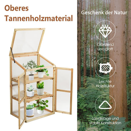 Wooden Cold Frame Greenhouse, 3-Tier, 60x45x100 cm