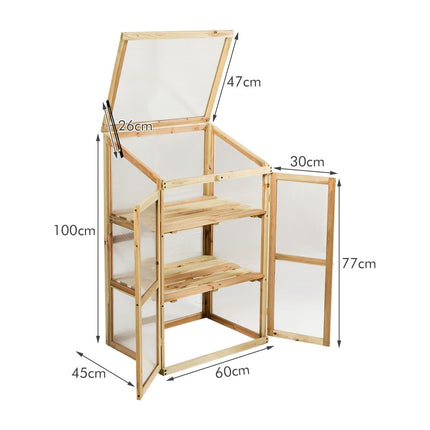 Wooden Cold Frame Greenhouse, 3-Tier, 60x45x100 cm