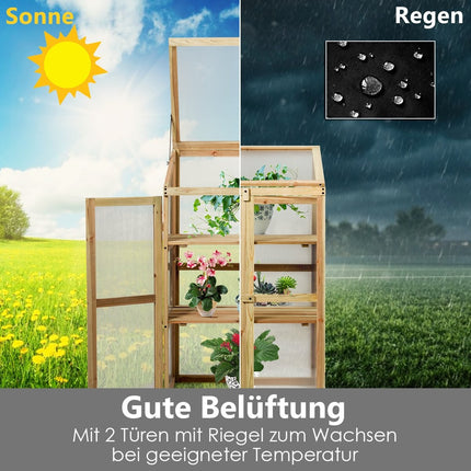 Wooden Cold Frame Greenhouse, 3-Tier, 60x45x100 cm