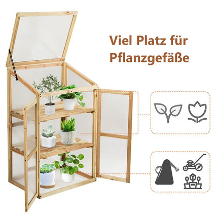 Wooden Cold Frame Greenhouse, 3-Tier, 60x45x100 cm