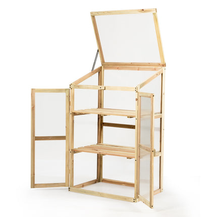 Wooden Cold Frame Greenhouse, Foldable Top, 60x45x100 cm