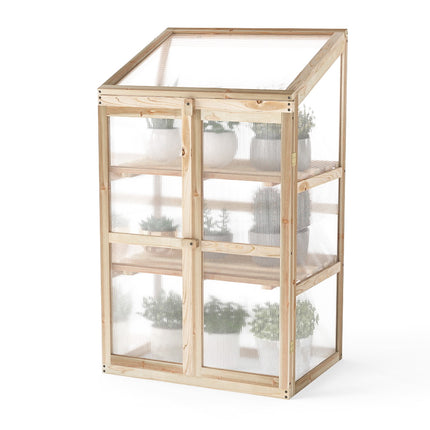 Wooden Cold Frame Greenhouse, Foldable Top, 60x45x100 cm
