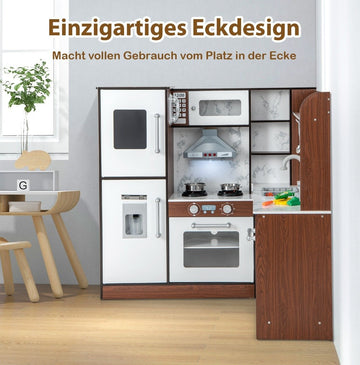 Wooden Corner Play Kitchen with Lights & Sounds