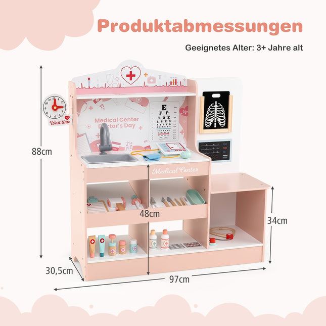 Wooden Doctor Playset with 24-Piece Medical Accessories
