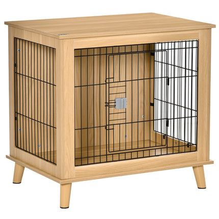 Wooden dog box with table top, natural finish, 81x58.5x76 cm