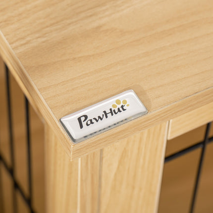 Wooden dog box with table top, natural finish, 81x58.5x76 cm