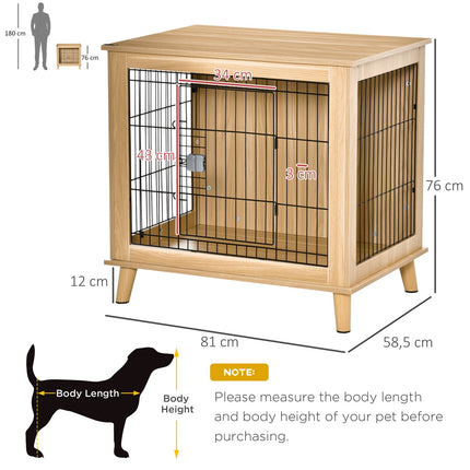 Wooden dog box with table top, natural finish, 81x58.5x76 cm