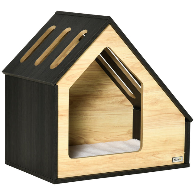 Wooden dog house with cushion, suitable for small pets up to 8 kg
