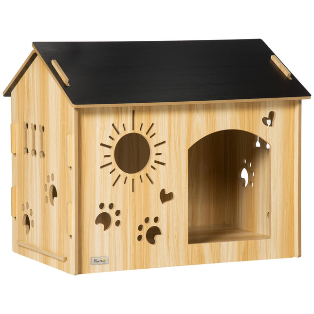 Wooden dog house with roof and ventilation, small 69cm