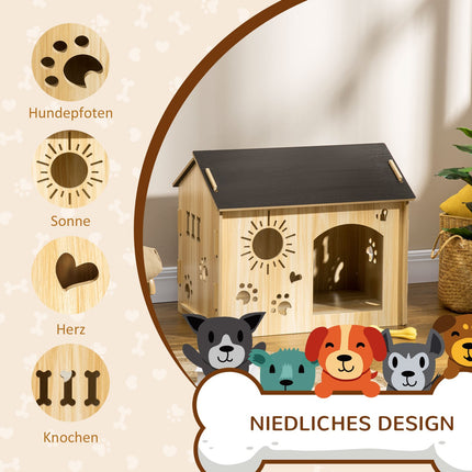 Wooden dog house with roof and ventilation, small 69cm