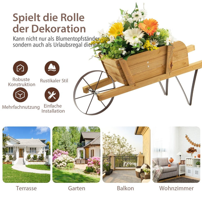 Wooden Flower Cart Planter – Indoor/Outdoor, 69.5x26x29.5 cm
