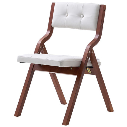 Wooden Folding Chairs, Set of 2, Cushioned Seat, White