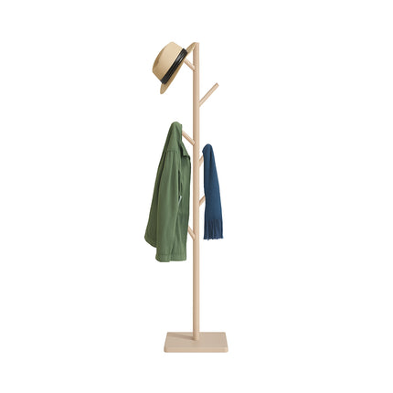 Wooden Freestanding Coat Rack with 8 Hooks