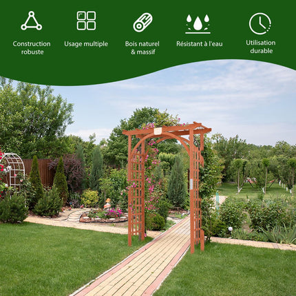 Wooden Garden Arbor Arch, Fir Wood, 160x60x215 cm