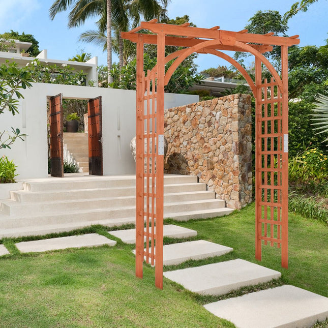 Wooden Garden Arbor Arch, Fir Wood, 160x60x215 cm