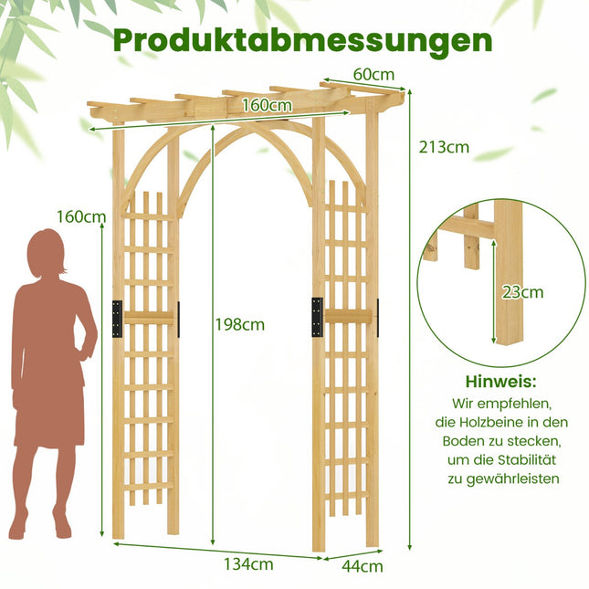 Wooden Garden Arch for Climbing Plants, 213 cm Tall