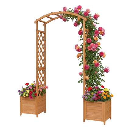 Wooden Garden Arch with Planters, Fir, 206x180x40 cm