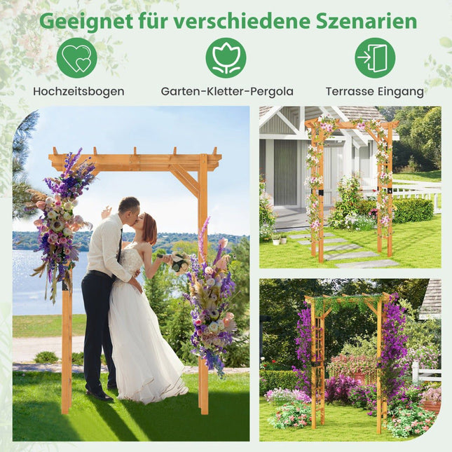 Wooden Garden Arch with Roof and Trellis, Orange, 140x60x215 cm