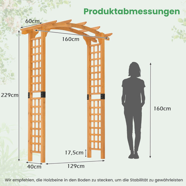 Wooden Garden Arch with Trellis, 160x60x229 cm, Orange