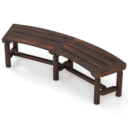 Wooden Garden Bench, Curved Design, 139x36x41 cm