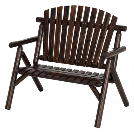 Wooden Garden Bench for 2 with Armrests, 300kg Capacity