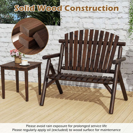 Wooden Garden Bench for 2 with Armrests, 300kg Capacity
