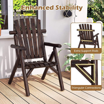 Wooden Garden Bench with Armrests, Brown, 2-Person