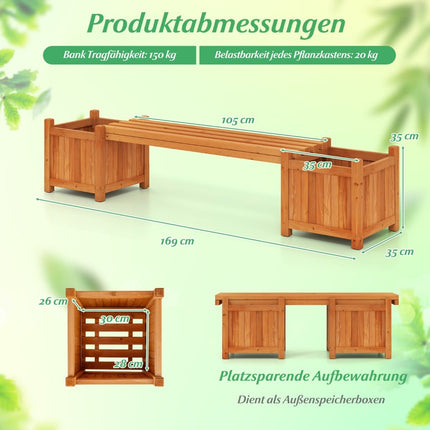 Wooden Garden Bench with Planter Boxes – Durable, Versatile Design