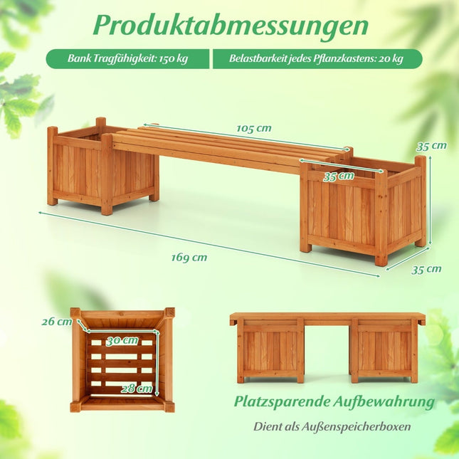 Wooden Garden Bench with Planter Boxes – Durable, Versatile Design