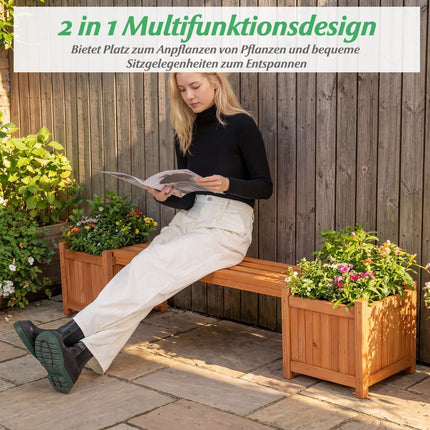 Wooden Garden Bench with Planter Boxes – Durable, Versatile Design