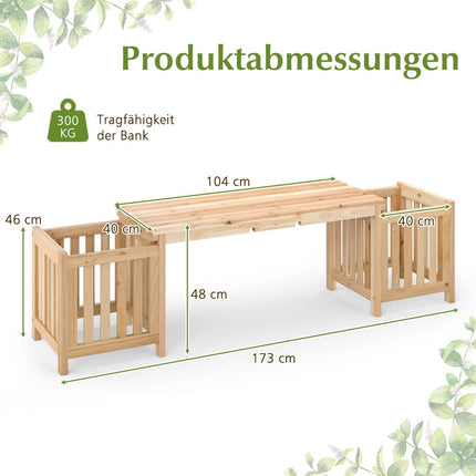 Wooden Garden Bench with Planters – 2-Seater, Fir Wood