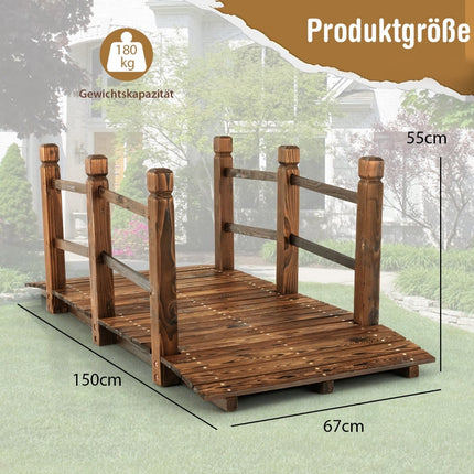 Wooden Garden Bridge, 150cm, Spruce, Weather-Resistant