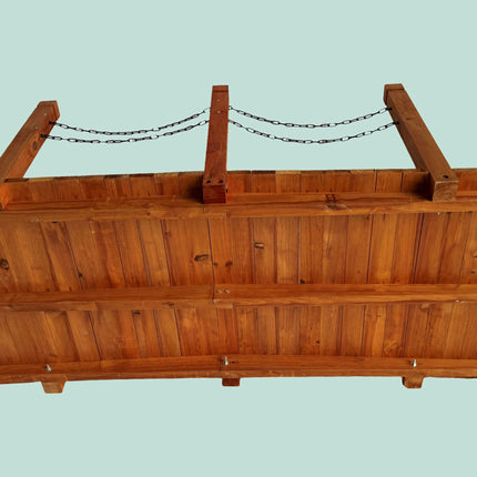 Wooden Garden Bridge – Arched, Chain Railing, Weatherproof