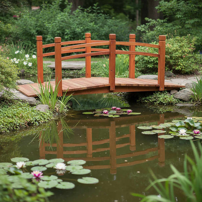 Wooden Garden Bridge – Arched Fir Design for Ponds