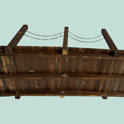 Wooden Garden Bridge with Chains – Weatherproof Spruce