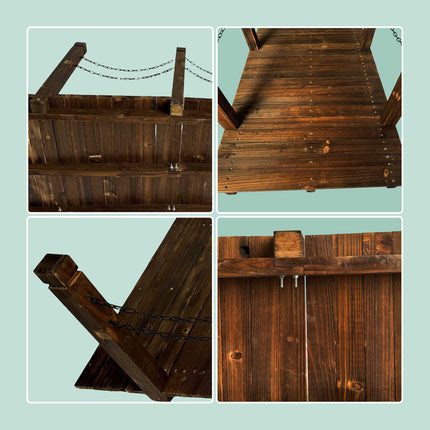 Wooden Garden Bridge with Chains – Weatherproof Spruce