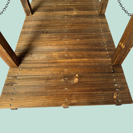Wooden Garden Bridge with Chains – Weatherproof Spruce