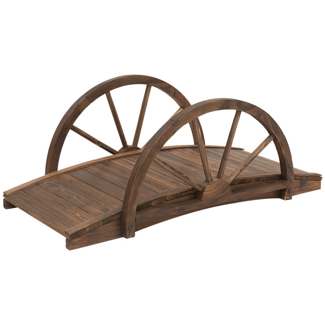 Wooden Garden Bridge with Handrails, 100 x 50 cm
