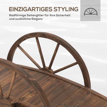 Wooden Garden Bridge with Handrails, 100 x 50 cm