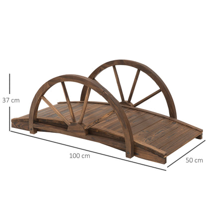 Wooden Garden Bridge with Handrails, 100 x 50 cm